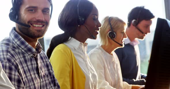 Group of business executive with headset