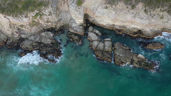 Andrew's Cliff, Cape Deslacs, Clifton Beach, Tasmania, Australia Aerial Drone 4K