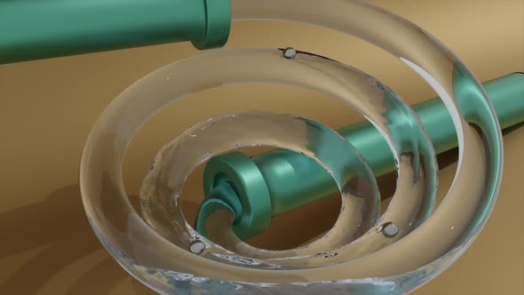 Water moves in spiral tube