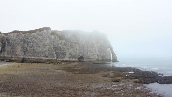 rocky cliffs and the sea at the Etretat, Normandy. 