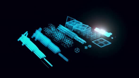 Building Materials Hologram Rotating 4k alt
