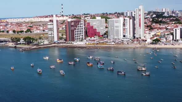 Tropical beach scenery of Fortaleza. Northeast Brazil. Ceara state.