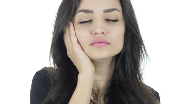 Close Up of Tired Woman, Neck Pain