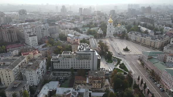 Cityscape of Kyiv, Ukraine. Aerial View, Slow Motion