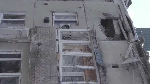 Vertical Video of a Makariv Ukraine a Building Destroyed By the War