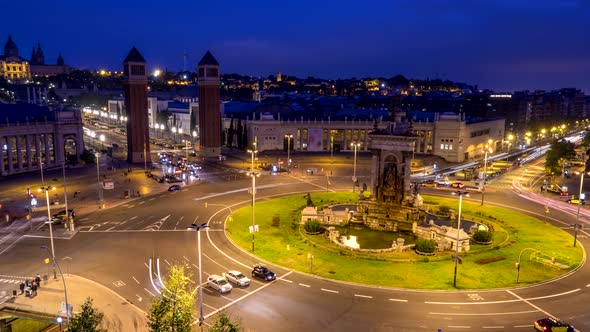 Timelapse of Placa d'Espanya, Barcelona, Spain