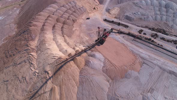 Spreader in the Process of Work. Transportation of an Empty Rock To a Dump