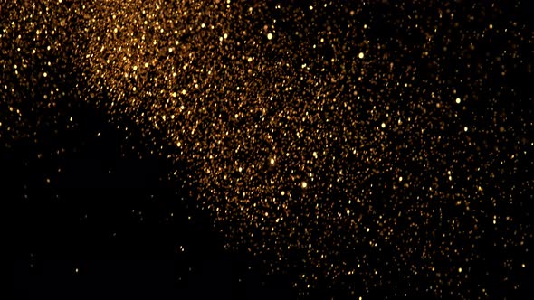 Golden Glitter Background in Super Slow Motion at 1000Fps