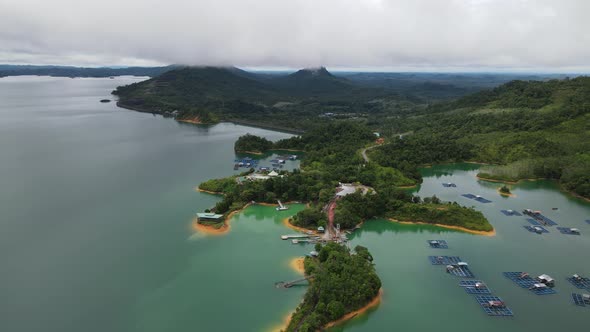 Aerial View of Fish Farms in Norway