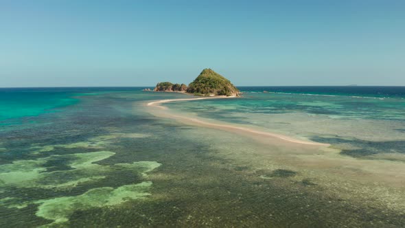 Tropical Island with Sandy Beach Philippines Palawan