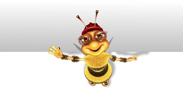 Cartoon Bee Promo  Looped on White Background