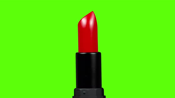 Close Up Video of Red Lipstick Rotating in Studio