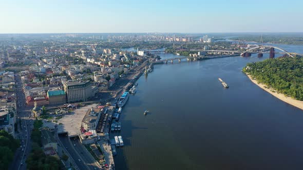 Aerial View of the Podolsky District of Kyiv, Ukraine