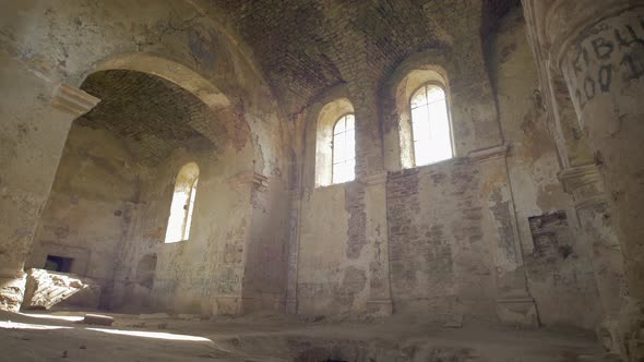 Walls inside a ruined church