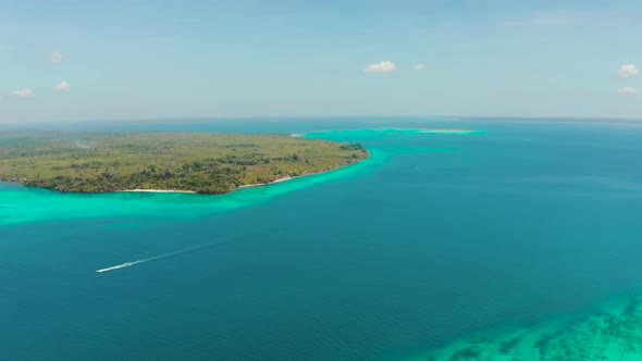 Tropical Islands with Beaches in the Blue Sea Balabac, Palawan, Philippines