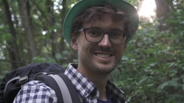 Closeup Portrait of Young Handsome Tourist