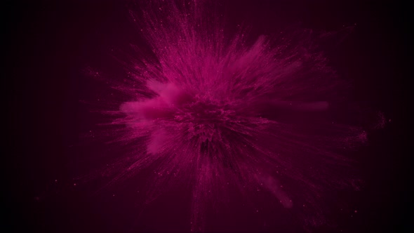 Super Slow Motion of Purple Colored Powder Explosion