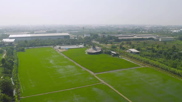 Aerial view of Chata Thammachart, a coffee shop in Sam Phran, Nakhon Pathom Province, Thailand