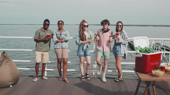 Young Diverse Friends on Pier