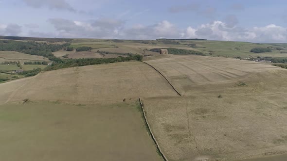 Forward tracking aerial of St Catherine's Chapel in the heart of West Dorset, near the town of Weymo