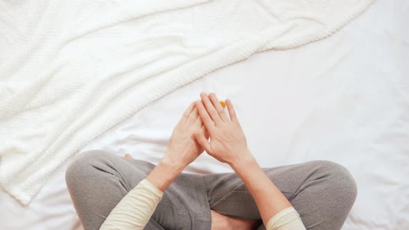 Above View Guy Uses Hand Cream at Home