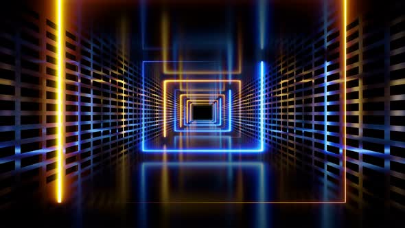 Loop Endless With Neon Orange And Blue Lights alt