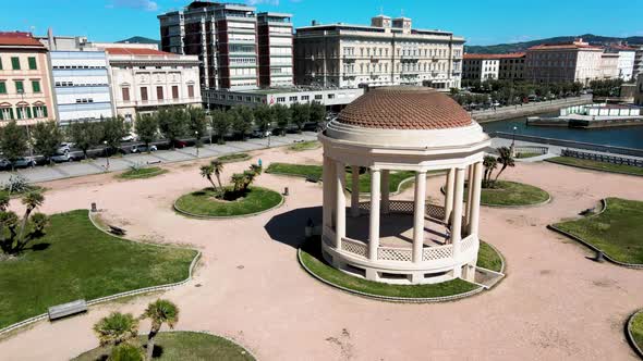 Amazing Aerial View of Livorno and Mascagni Terrace Famous Town of Tuscany