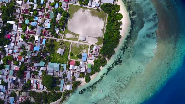 Aerial drone nature of lagoon beach time by ocean and sand background