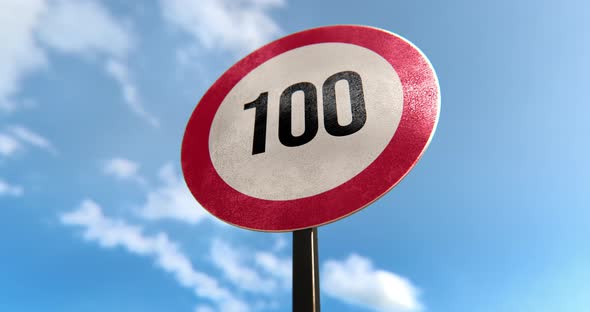 100 Max Speed Limit Sign - 4K