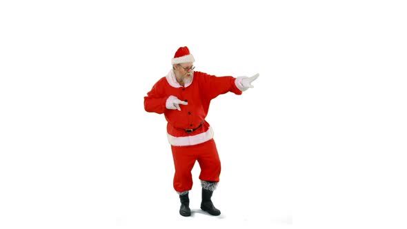 Santa claus dancing against white background