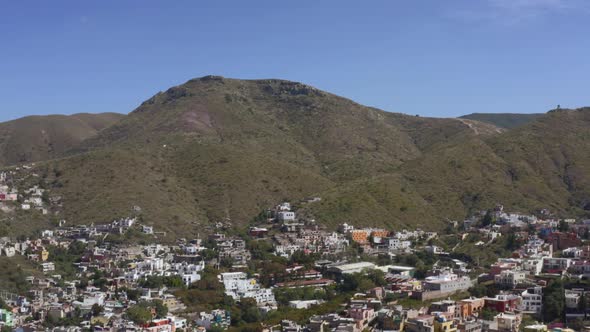 AERIAL: Guanajuato City and Mountains, Mexico (Flying Forward)