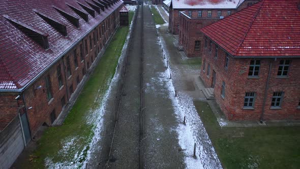 Aerial View of Auschwitz Birkenau a Concentration Camp in Poland