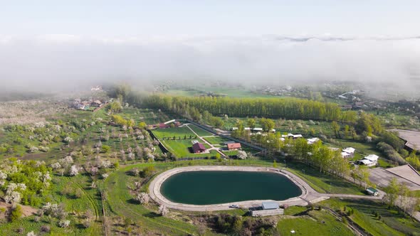Aerial View of Sport Complex in the Mountains of Kazakhstan