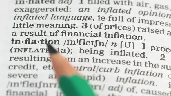 Inflation, Pencil Pointing Word in English Vocabulary, Budget Decreasing, Debt