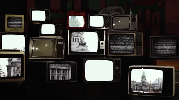 Palace of the Argentine National Congress and Retro TVs.