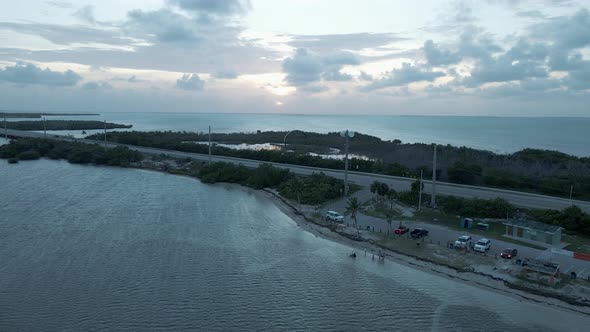 Sunset of 7 Mile Bridge Road of Key West