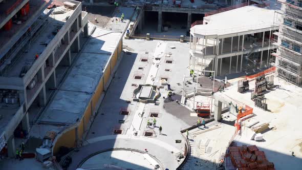 Time Lapse Of Construction Workers On Construction Site