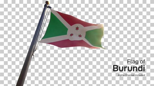 Burundi Flag on a Flagpole with Alpha-Channel