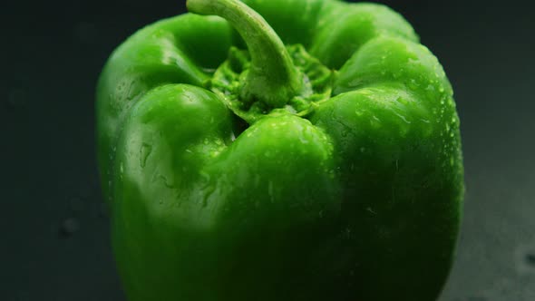 Closeup of Wet Green Pepper