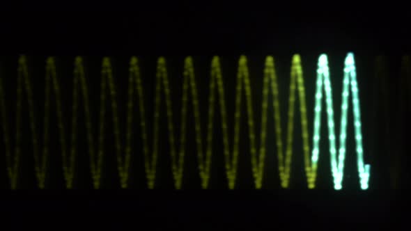 Audio signal on oscilloscope screen. Communication and electronics