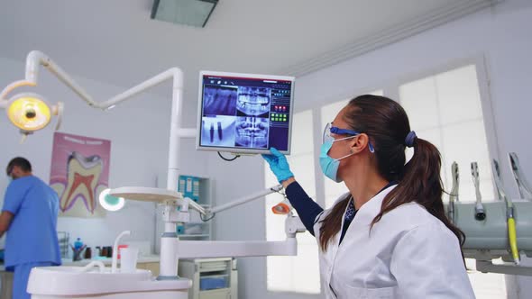 Patient Pov to Dentist Showing Xray on Monitor Unit