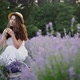 Side View of Gorgeous Young Woman Wearing Farm Outfit Collecting Summer Lavender Harvest - VideoHive Item for Sale