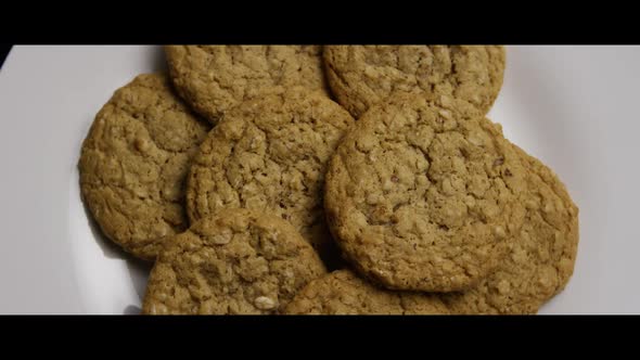 Cinematic, Rotating Shot of Cookies on a Plate - COOKIES 056