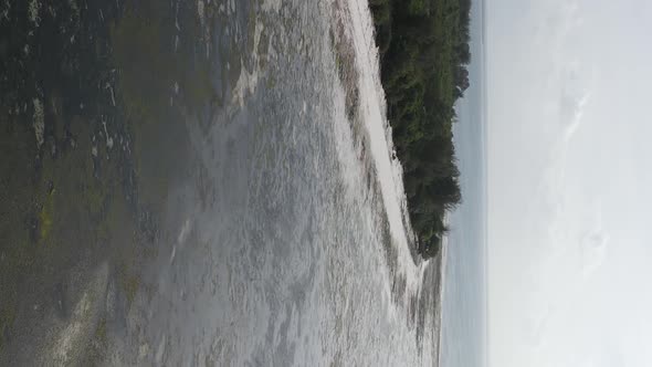 Zanzibar Tanzania  Vertical Video of Low Tide in the Ocean Near the Coast Slow Motion