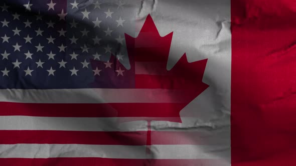 USA Canada Flag Mix Textured Waving Background 4K