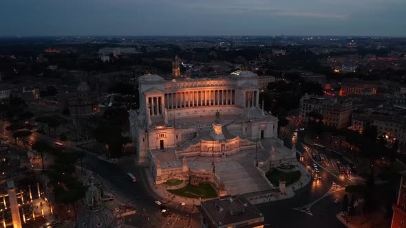 Aerial view of Vittoriano, famous landmark in Rome, Italy