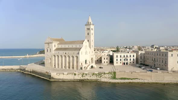 Aerial view of Trani Cathedral, Trani, Apulia, Italy