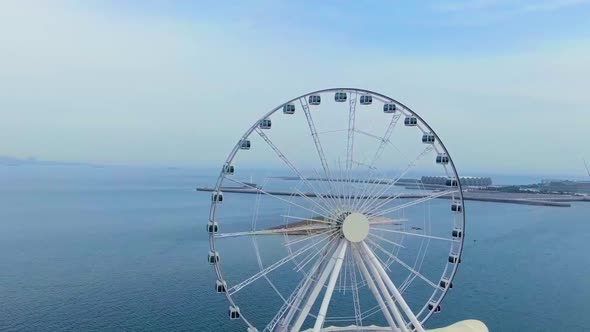 Drone view of Baku Eye, Baku Ferris Wheel, 2022