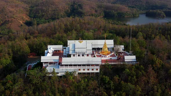 Wat Phrathat Pu Jae Buddha and Huai Mae Toek Lake in Phrae Province Thailand