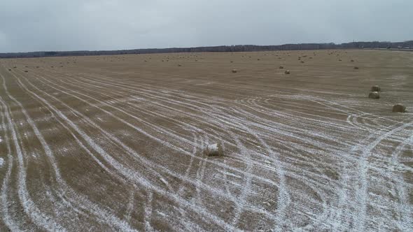 Flying Over Haystack Field